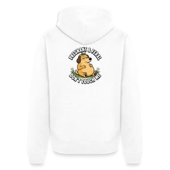 Schwangere und wilde „Fass mich nicht an“-Hundesch - Unisex Premium Bio Zip Hoodie - Weiß - Hinten - Thijin (182cm)