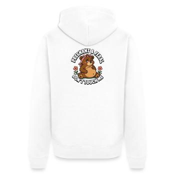 Enceinte et sauvage – Ne me touche pas, ours ! Schwa - Veste à capuche bio Premium Unisexe - blanc - Dos - Thijin (182cm)