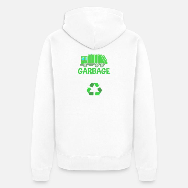Mülleimer Müllwagen Müllauto Müllmann - Unisex Premium Bio Zip Hoodie - Weiß