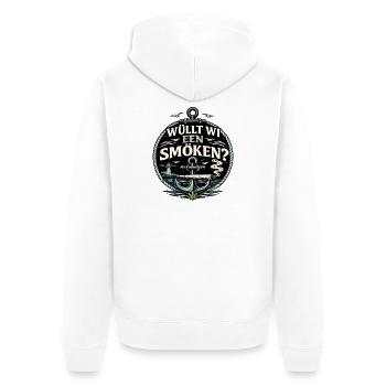 Plattdeutsch Kiffer Humor Nordsee Moin Spruch - Unisex Premium Bio Zip Hoodie - Weiß - Hinten - Thijin (182cm)