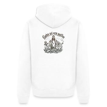 Plattdeutsch Kiffer Humor Nordsee Moin Spruch - Unisex Premium Bio Zip Hoodie - Weiß - Hinten - Thijin (182cm)