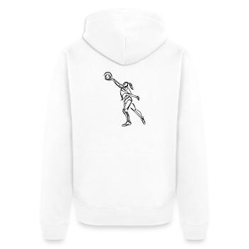 Volleyballspielerin - Unisex Premium Bio Zip Hoodie - Weiß - Hinten - Thijin (182cm)