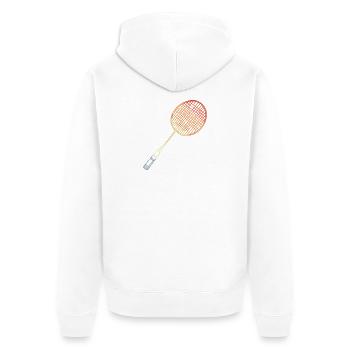 Badmintonschläger Skizze - Unisex Premium Bio Zip Hoodie - Weiß - Hinten - Thijin (182cm)