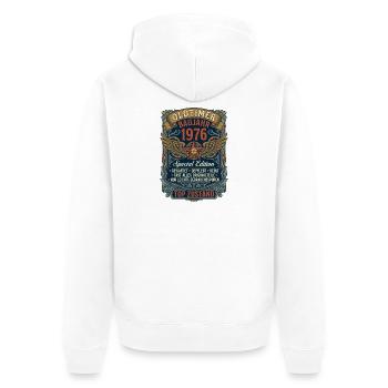 Oldtimer Baujahr 1976 50. Geburtstag Vintage - Unisex Premium Bio Zip Hoodie - Weiß - Hinten - Thijin (182cm)