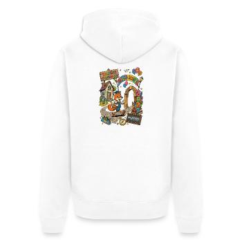 Schulanfang 2027 Fuchs Hallo Schule - Unisex Premium Bio Zip Hoodie - Weiß - Hinten - Thijin (182cm)