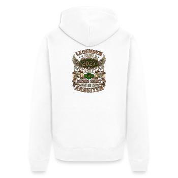 Rente 2027 Legende Ruhestand Retro Kompass - Unisex Premium Bio Zip Hoodie - Weiß - Hinten - Thijin (182cm)