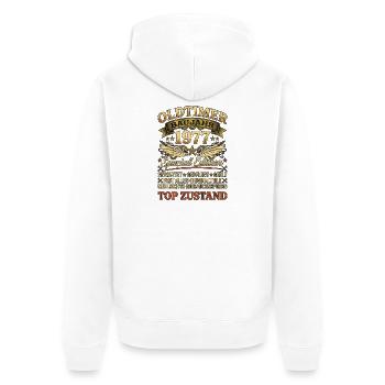 Oldtimer Baujahr 1977 Geburtstag Retro Biker - Unisex Premium Bio Zip Hoodie - Weiß - Hinten - Thijin (182cm)