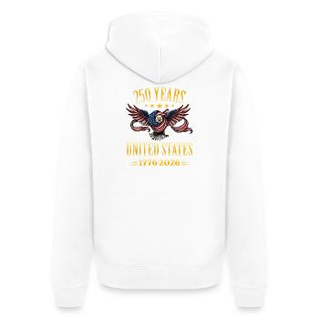 250 Jahre USA Adler Flagge - Unisex Premium Bio Zip Hoodie - Weiß - Hinten - Thijin (182cm)