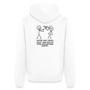 Morgenmuffel Kaffee Sarkasmus Spruch - Unisex Premium Bio Zip Hoodie - Weiß - Hinten - Thijin (182cm)
