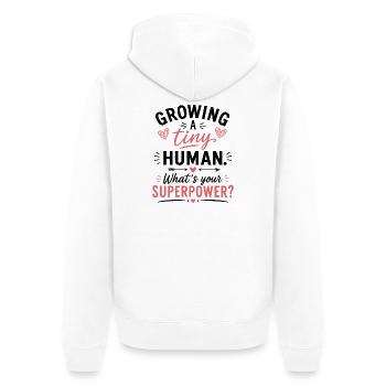 Growing A Tiny Human - Unisex Premium Bio Zip Hoodie - Weiß - Hinten - Thijin (182cm)