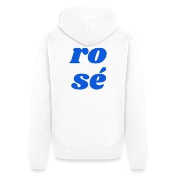 ro sé - Unisex Premium Bio Zip Hoodie - Weiß - Hinten - Thijin (182cm)
