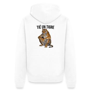 T shirt drôle Tié un tigre - Veste à capuche bio Premium Unisexe - blanc - Dos - Thijin (182cm)