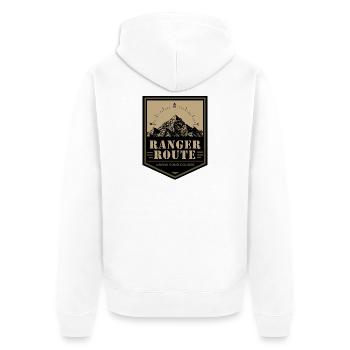 Ranger Route Outdoor Trekking - Unisex Premium Bio Zip Hoodie - Weiß - Hinten - Thijin (182cm)