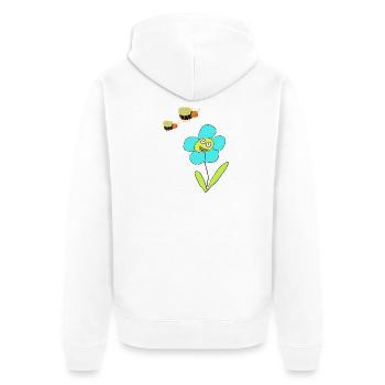 Fröhliche Blaue Blume Insekt Bienen - Unisex Premium Bio Zip Hoodie - Weiß - Hinten - Thijin (182cm)