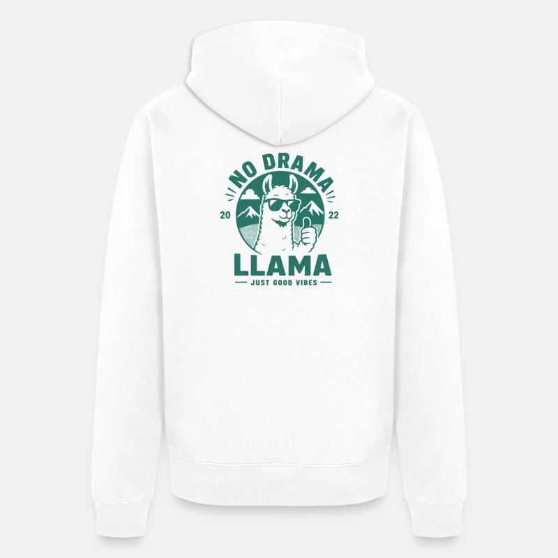 Pas de drame lama - Veste à capuche bio Premium Unisexe - blanc