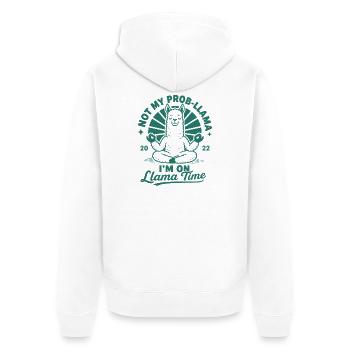 Ce n’est pas mon temps prob-llama lama - Veste à capuche bio Premium Unisexe - blanc - Dos - Thijin (182cm)