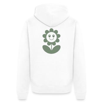 Funny flower full of happiness and good mood - Unisex Premium Organic Zip Hoodie - white - Back - Thijin (182cm)