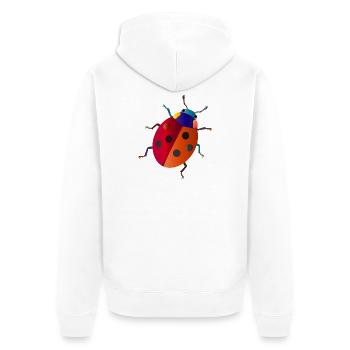 Bunter Marienkäfer Cartoon Stil  - Unisex Premium Bio Zip Hoodie - Weiß - Hinten - Thijin (182cm)