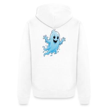 Dessin animé de fantômes joyeux - Veste à capuche bio Premium Unisexe - blanc - Dos - Thijin (182cm)
