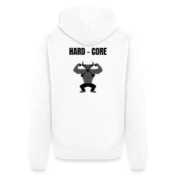 Hard Core Minotaurus Power - Unisex Premium Bio Zip Hoodie - Weiß - Hinten - Thijin (182cm)