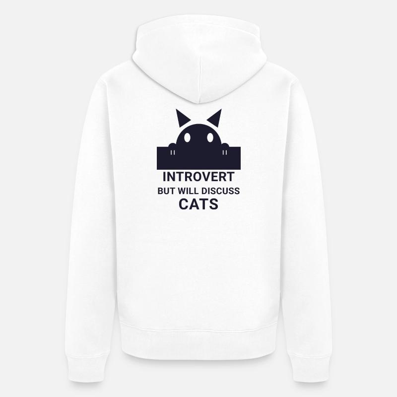Introvertierter wird über Katzen sprechen - Unisex Premium Bio Zip Hoodie - Weiß