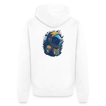 Sternenastronaut im Orbit - Unisex Premium Bio Zip Hoodie - Weiß - Hinten - Thijin (182cm)