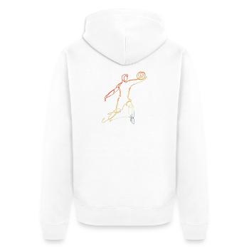 Volleyballer Zeichnung Vintage - Unisex Premium Bio Zip Hoodie - Weiß - Hinten - Thijin (182cm)