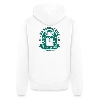 Caffeine Llamaste No Drama - Unisex Premium Organic Zip Hoodie - white - Back - Thijin (182cm)