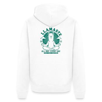 Pas de souci Llama, détends-toi - Veste à capuche bio Premium Unisexe - blanc - Dos - Thijin (182cm)