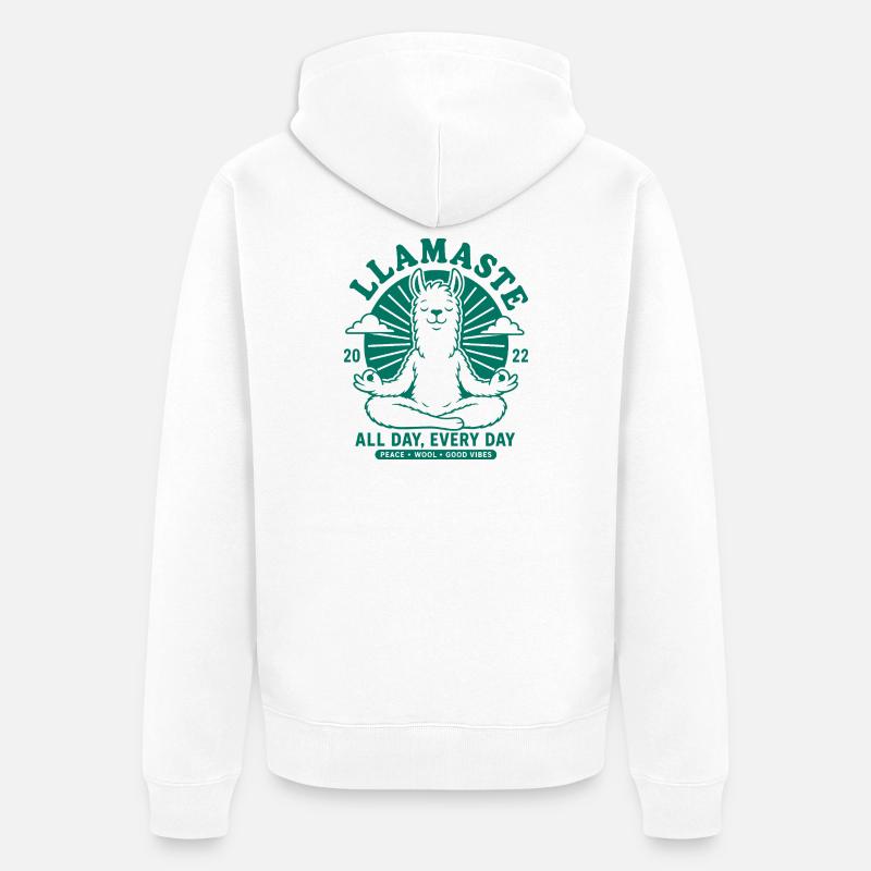 Pas de souci Llama, détends-toi - Veste à capuche bio Premium Unisexe - blanc