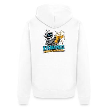 Roboter Bier Spruch - Unisex Premium Bio Zip Hoodie - Weiß - Hinten - Thijin (182cm)