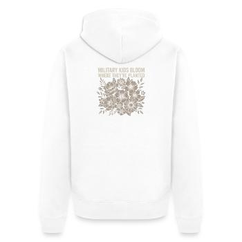Militärkinder blühen dort auf, wo sie gepflanzt si - Unisex Premium Bio Zip Hoodie - Weiß - Hinten - Thijin (182cm)
