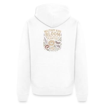 Militärkinder blühen dort auf, wo sie gepflanzt si - Unisex Premium Bio Zip Hoodie - Weiß - Hinten - Thijin (182cm)