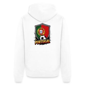 Portugal Fußball Shield Grafik - Unisex Premium Bio Zip Hoodie - Weiß - Hinten - Thijin (182cm)