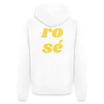 ro sé - Unisex Premium Bio Zip Hoodie - Weiß - Hinten - Thijin (182cm)