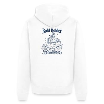 Bouldern Bold Bolder Boulderer - Unisex Premium Bio Zip Hoodie - Weiß - Hinten - Thijin (182cm)