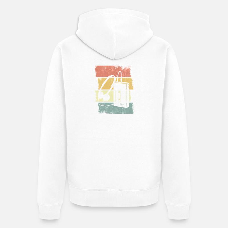Graphismes du lecteur de cassettes - Veste à capuche bio Premium Unisexe - blanc
