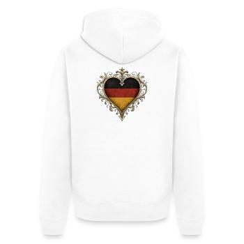 Herzflagge im Goldrahmen - Unisex Premium Bio Zip Hoodie - Weiß - Hinten - Thijin (182cm)