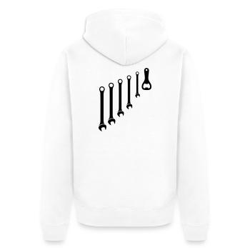 Jeu d’outils et mécanique de l’ouvre-bouteille - Veste à capuche bio Premium Unisexe - blanc - Dos - Thijin (182cm)