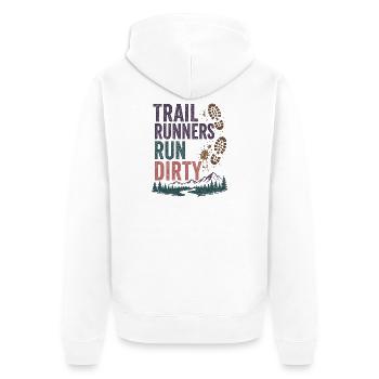 Les coureurs de trail courent dans la salité - Veste à capuche bio Premium Unisexe - blanc - Dos - Thijin (182cm)