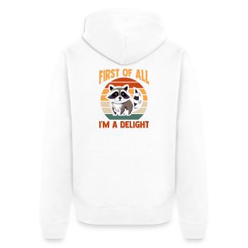 Raccoon Avant Tout Je Suis Un Plaisir Panda Poubelle - Veste à capuche bio Premium Unisexe - blanc - Dos - Thijin (182cm)