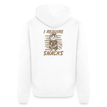 J’ai besoin de snacks poubelle Panda Raccoon - Veste à capuche bio Premium Unisexe - blanc - Dos - Thijin (182cm)