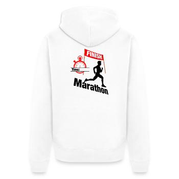 Marathon-Läuferzeit – Zielrekord - Unisex Premium Bio Zip Hoodie - Weiß - Hinten - Thijin (182cm)