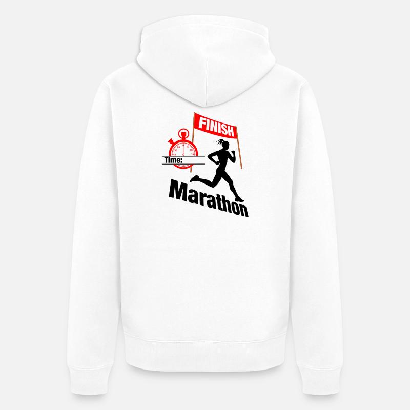 Coureuse marathonienne – Temps de course - Veste à capuche bio Premium Unisexe - blanc