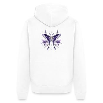Purple Moon Star Moth - Unisex Premium Organic Zip Hoodie - white - Back - Thijin (182cm)