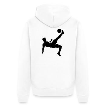 Fussballer Fallrückzieher - Unisex Premium Bio Zip Hoodie - Weiß - Hinten - Thijin (182cm)