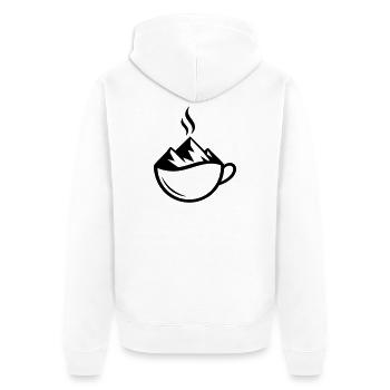 Mountain Coffee Outdoor Mug - Unisex Premium Organic Zip Hoodie - white - Back - Thijin (182cm)