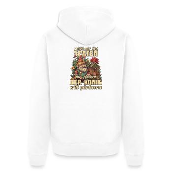 Hobbygärtner Gemüsebeet Gartenarbeit Garten König - Unisex Premium Bio Zip Hoodie - Weiß - Hinten - Thijin (182cm)