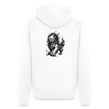 Ink Foo Dog Guardian - Unisex Premium Organic Zip Hoodie - white - Back - Thijin (182cm)