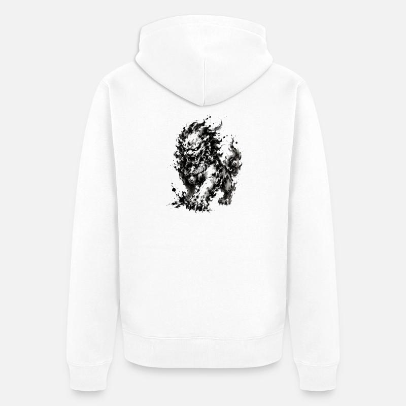 Ink Foo Chien Gardien - Veste à capuche bio Premium Unisexe - blanc